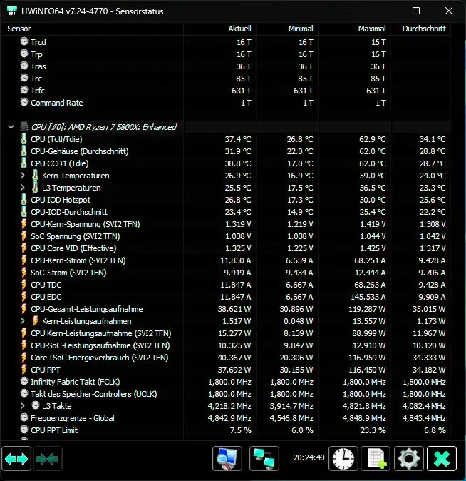 С помощью такого системного инструмента, как Hwinfo64, можно считывать показания встроенных датчиков аппаратного обеспечения ПК в реальном времени, а также вести журнал.