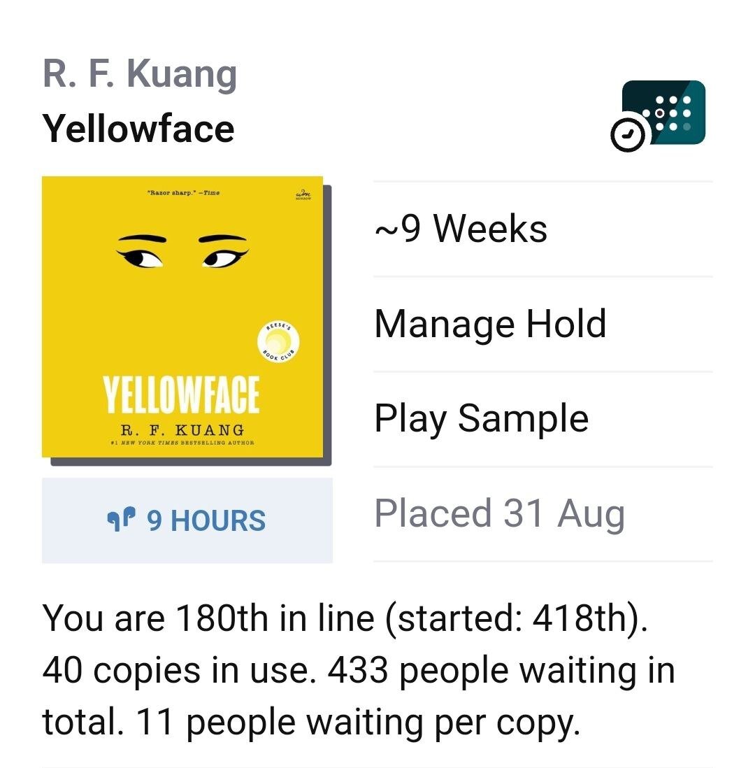 Жду своей очереди, чтобы послушать книгу, которую уже все в моем окружении прочитали/прослушали, а я никак не доберусь до неё.