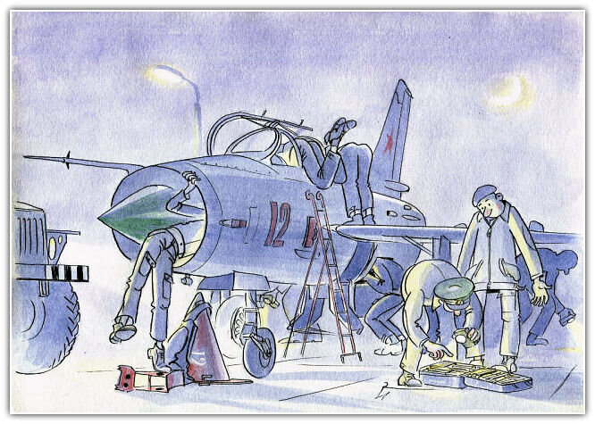 Авиационная карикатура. Художник Валерий Медведев.