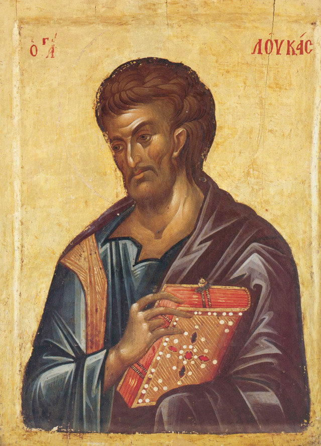 Евангелист Лука. Икона из деисусного ряда монастыря Хиландар. Афон. Ок. 1360 г.