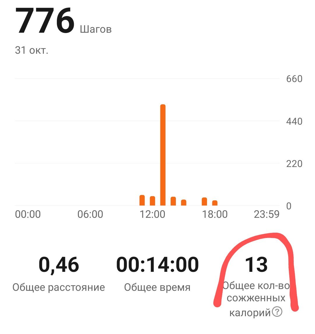 Сожгла 13 калорий