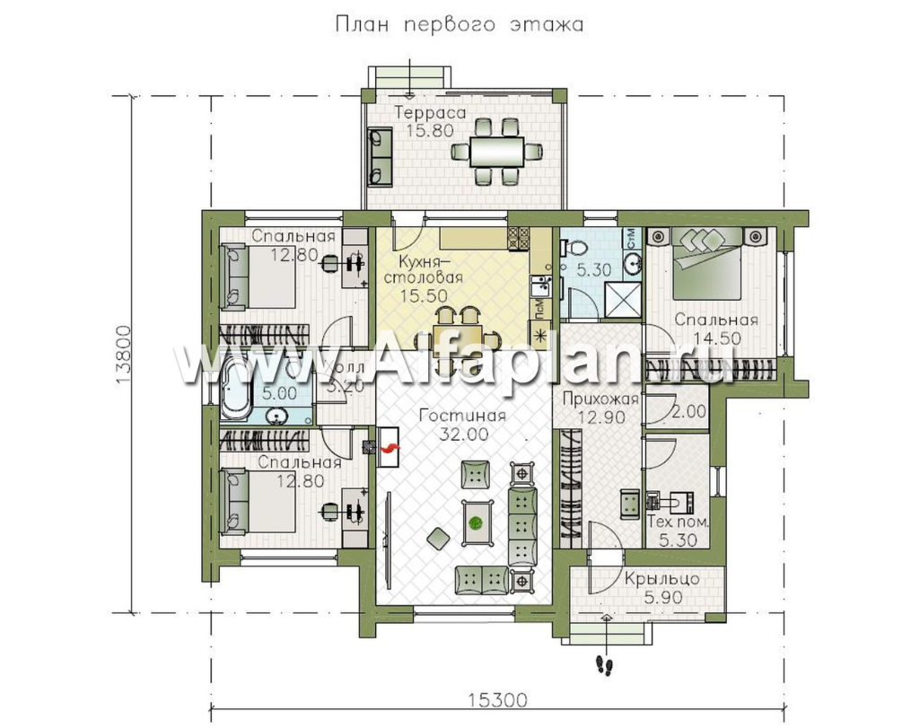 Дом в стиле минимализм: проект дома 671A «МАГНОЛИЯ», 127 кв. м., 3  спальнями, высокой светлой гостиной. | Популярные проекты домов Альфаплан |  Дзен