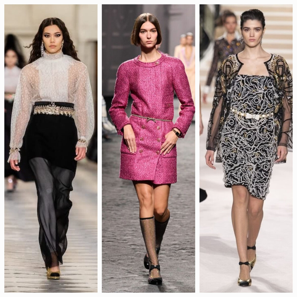 Силуэты из коллекций вошедших в подборку. Материал: Chanel.