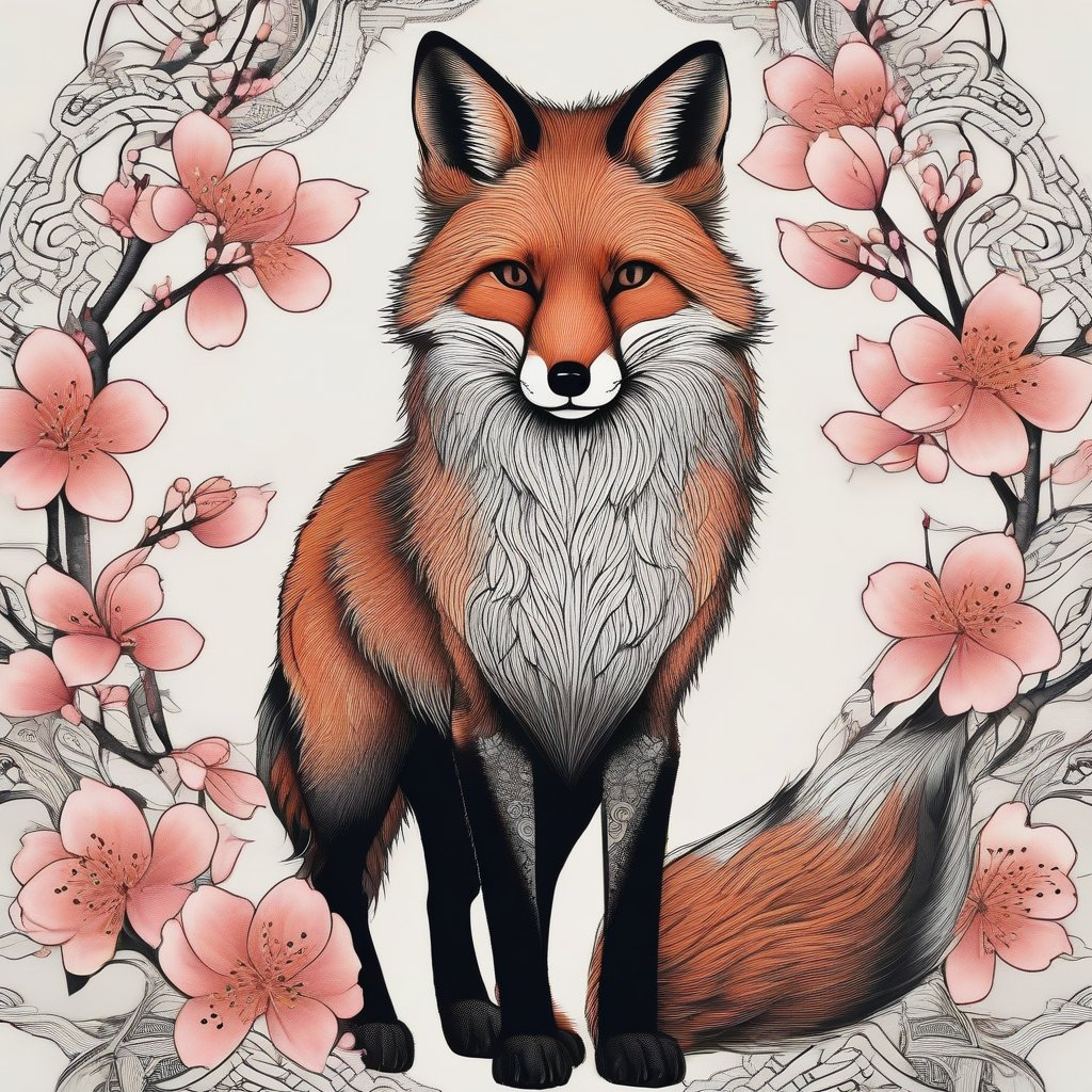 Эскиз татуировки лисы