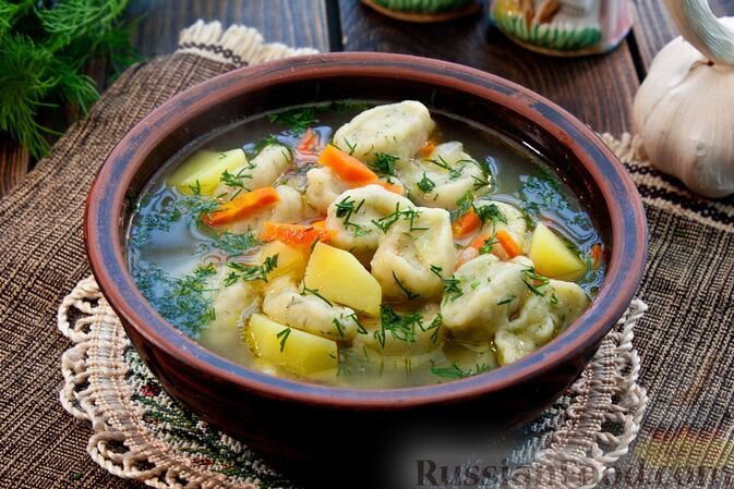 Клецки для супа на кефире - рецепт приготовления с пошаговыми фото