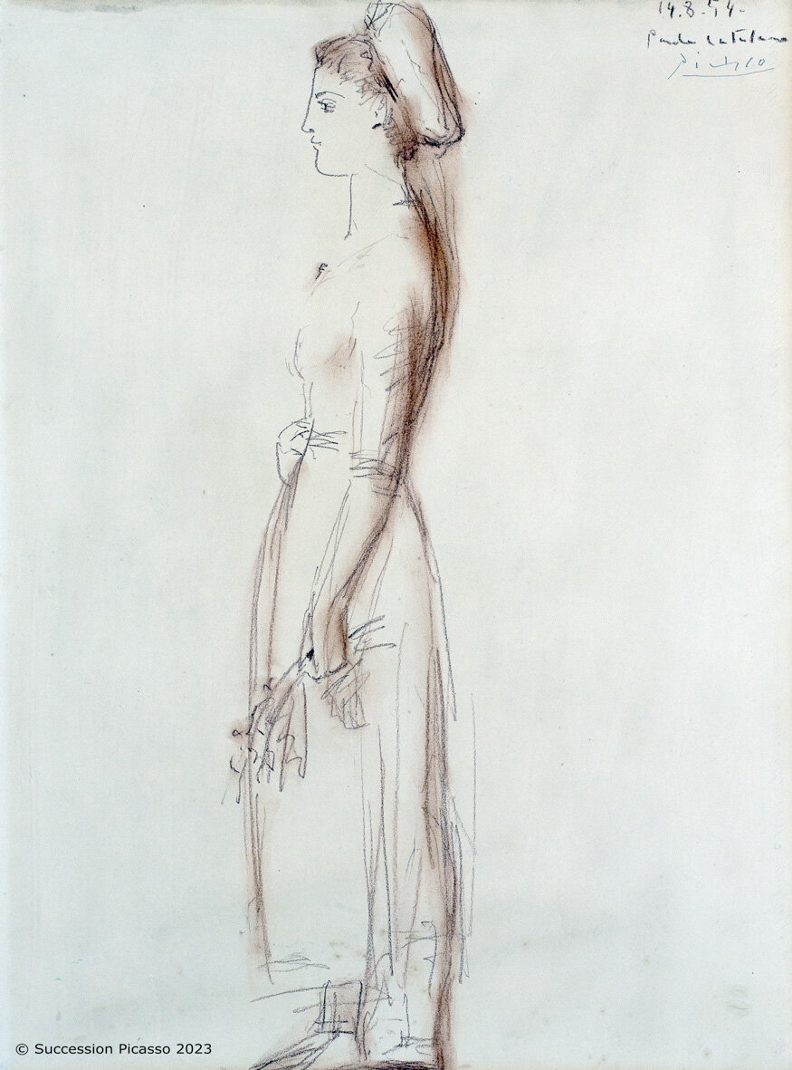 Портрет Поль де Лазермо в национальном костюме. Сангина, бумага