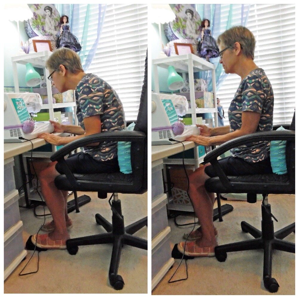 осанка при шитье очень важна для здоровья глаз и спины