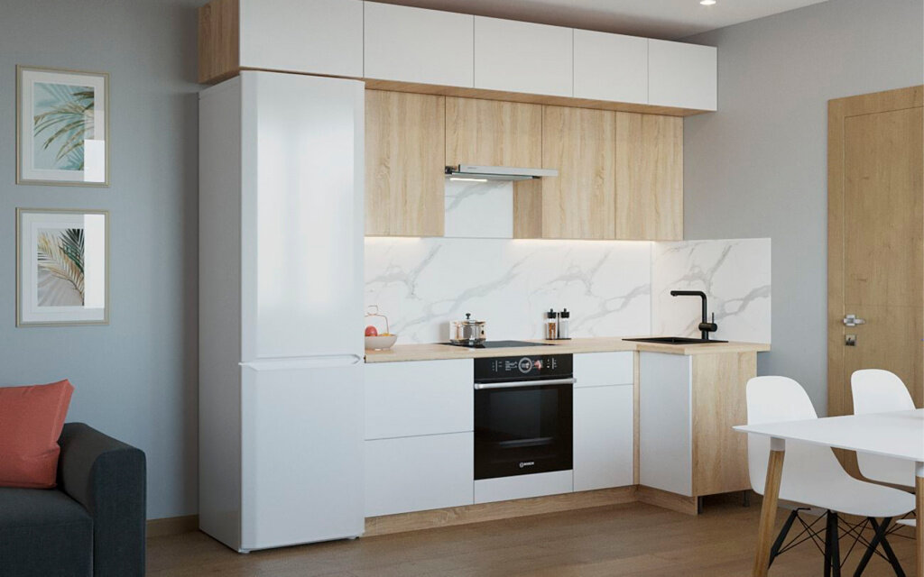 Угловой кухонный гарнитур в потолок Тальк / Дуб сонома 2800 х1000 (арт.5)