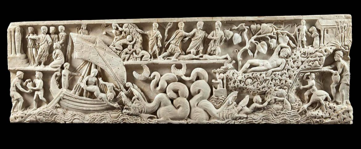 История пророка Ионы. Саркофаг Ионы (фрагмент рельефа). 280-300 гг. Мрамор. Музеи Ватикана