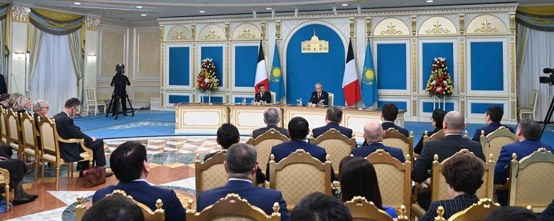    Касым-Жомарт Токаев и Эмманюэль Макрон:Акорда