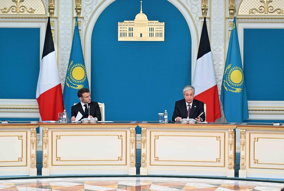    Касым-Жомарт Токаев и Эмманюэль Макрон:Акорда