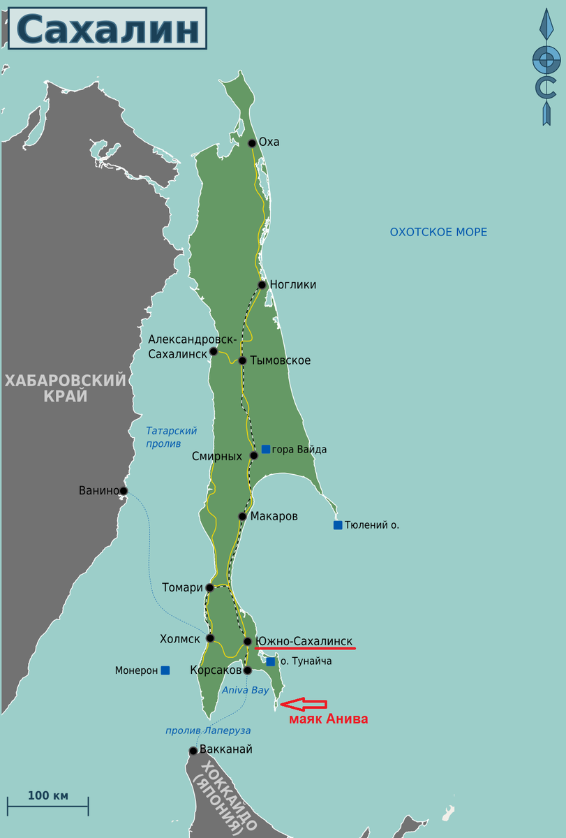 Карта острова сахалин с городами и поселками