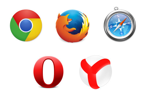 Google Chrome, Mozilla Firefox, Safari, Opera, Яндекс. Браузер