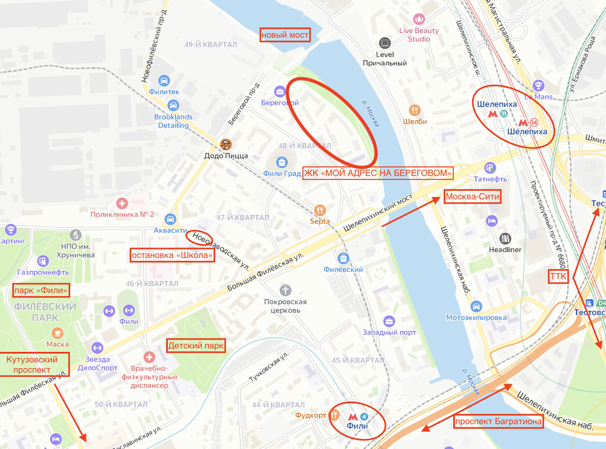 Расположение ЖК на карте 