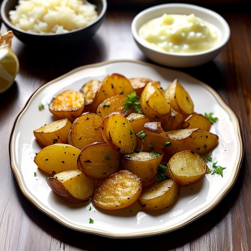 Жареная картошка с луком и чесноком (пример сервировки)