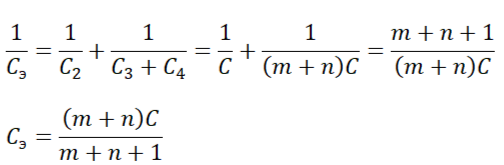 Эквивалентная емкость системы конденсаторов C₂, C₃ и C₄ 
