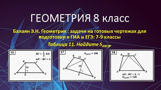 Геометрия 8 класс задачи по теме трапеция