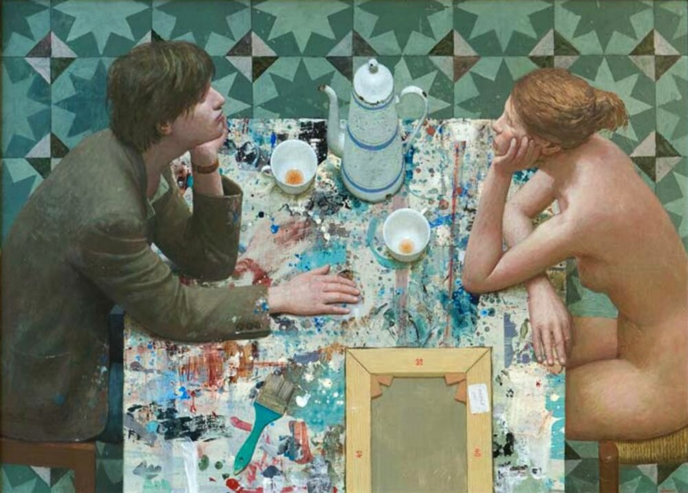 Картина художника Кенне Грегуара / Kenne Gregoire под названием " Художник и Муза "