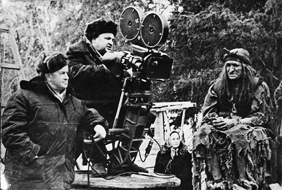 А. Роу и Г. Милляр на съемках фильма-сказки "Морозко", 1964 год 