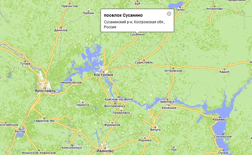Домнино находится в Сусанинском районе Костромской области
