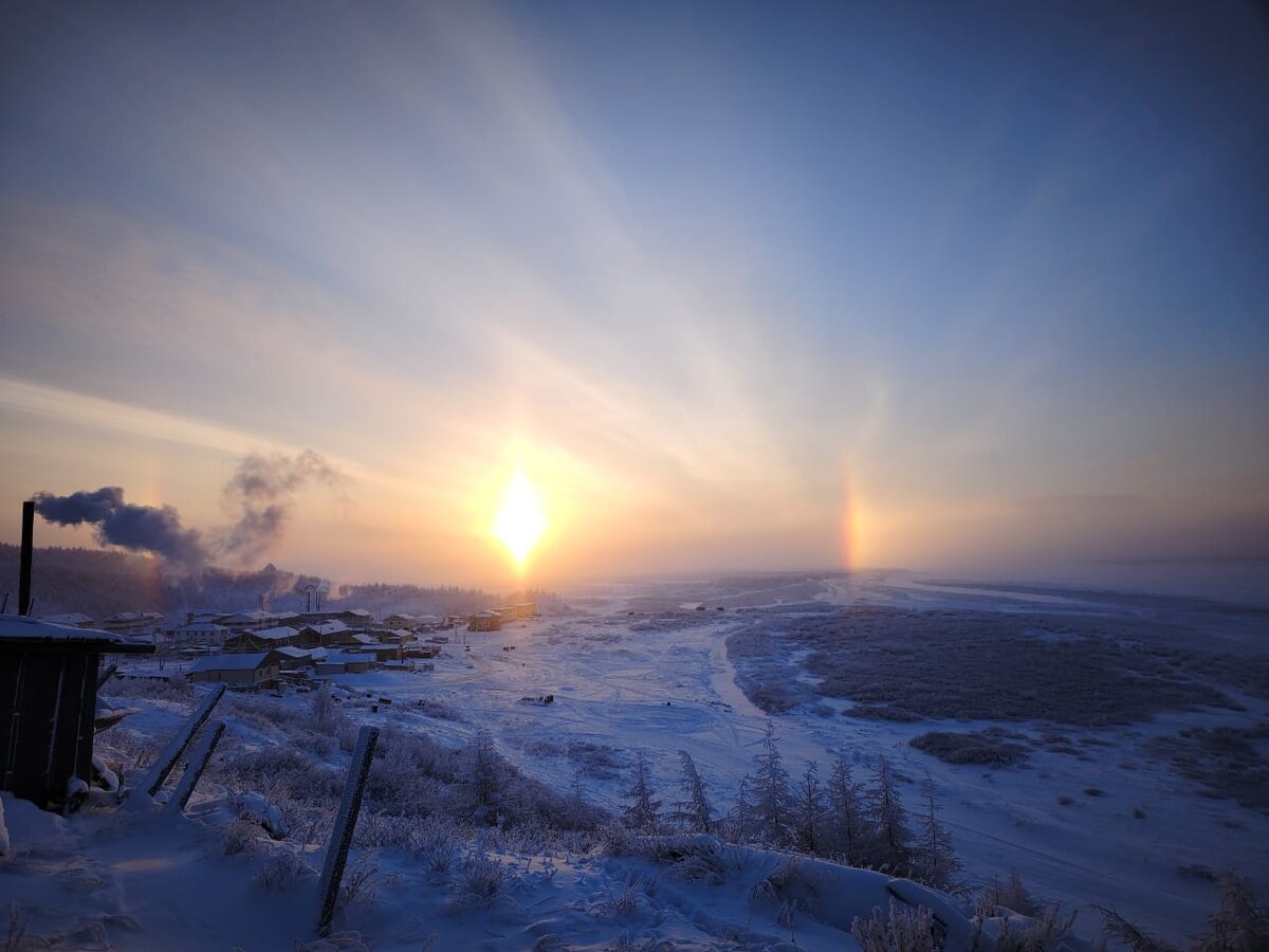 Погода саскылах. Солнечное гало Якутия.