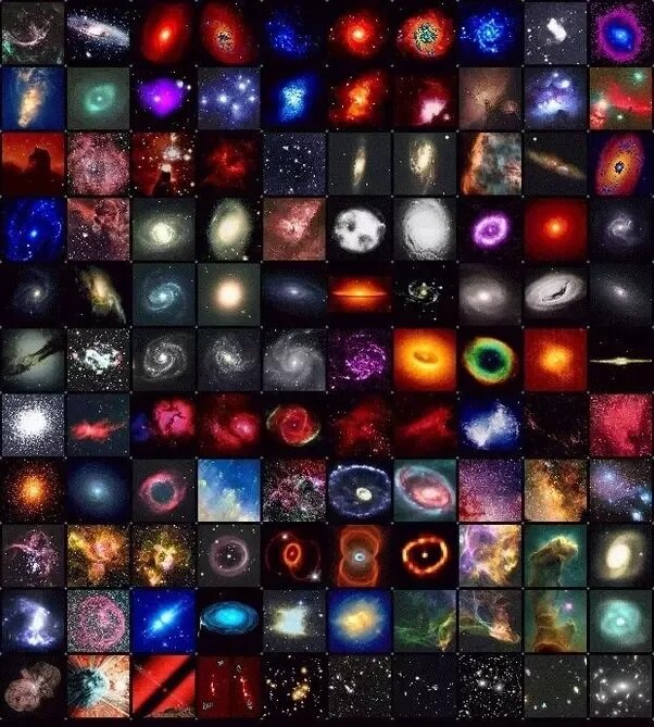 Галактики разных типов и форм. 