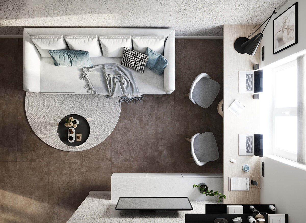 Фото: Estima, на полу керамогранит из коллекции Spectrum, а на стенах - из коллекции Cosmos