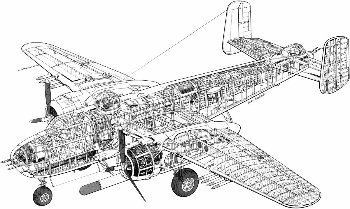 Компоновка самолета В-25G