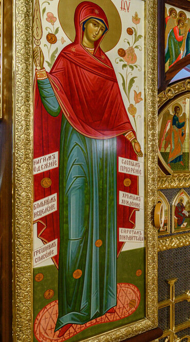 Икона придела иконы Богородицы Всех Скорбящих Радость храма Святой Живоначальной Троицы в г. Астрахань. Работа мастерской "Палехский Иконостас"