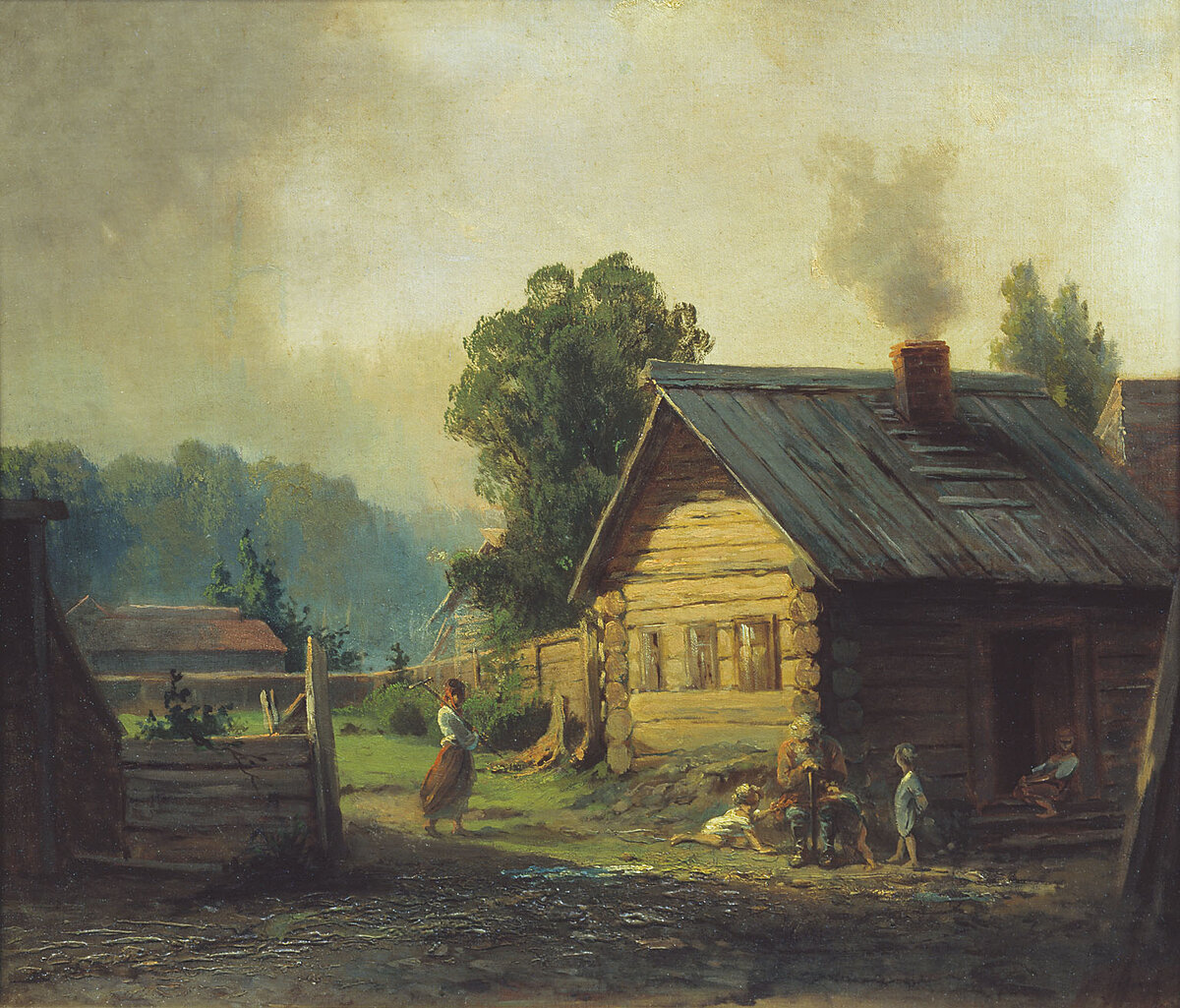 "Русская деревня", М.С. Эрасси, 1840-е - начало 1850-х. Третьяковская галерея, Москва.