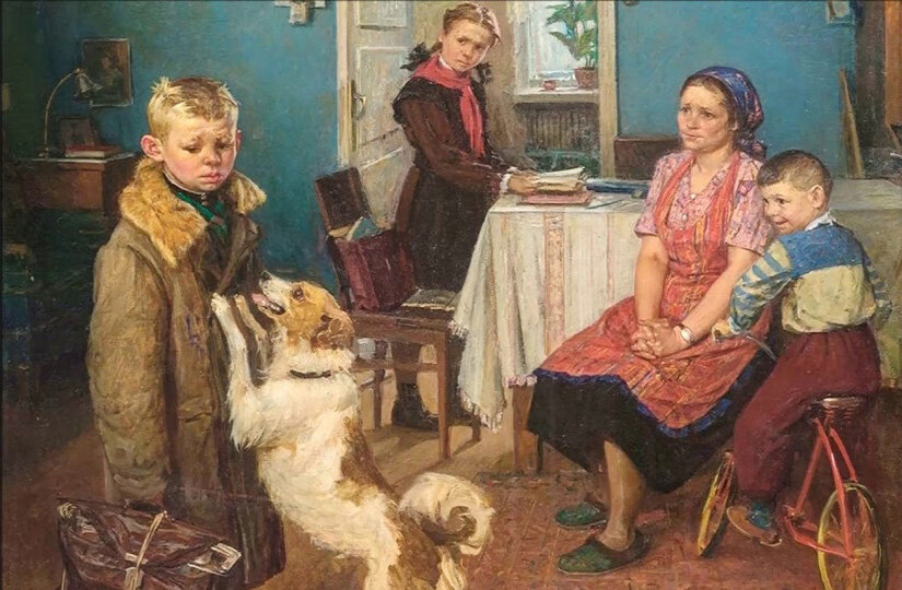 Картина «Опять двойка», художник Фёдор Решетников