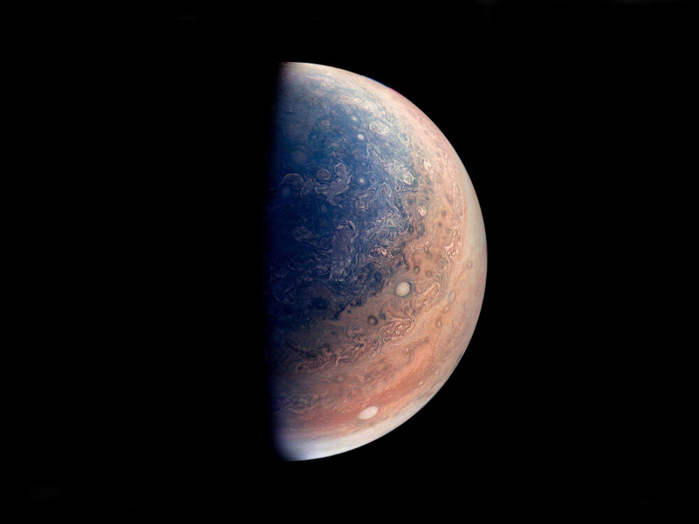    This enhanced color view of Jupiter's south pole was created using data from the JunoCam instrument on NASA's Juno spacecraft. Original from NASA. Digitally enhanced by rawpixel. Анастасия Никифорова