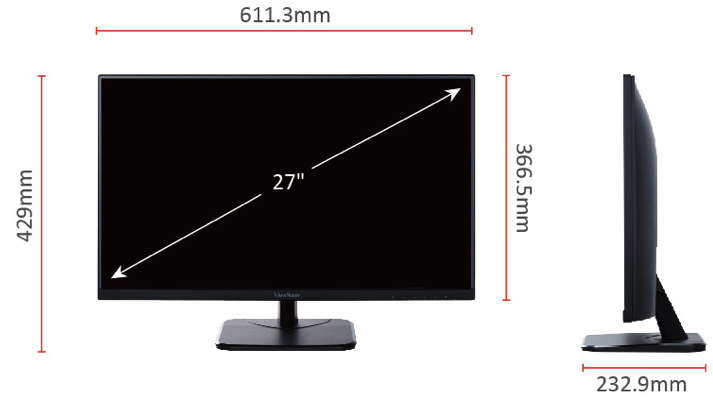 Экран диагональю дюймов разрешение. Va2756-MHD. Монитор VIEWSONIC va2456. Монитор VIEWSONIC va2256-MHD. Размеры диагоналей мониторов.