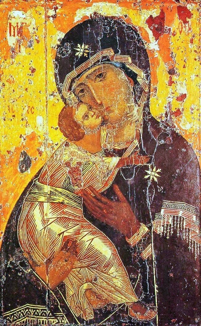 Икона Владимирской Богоматери. Константинополь, XII в. Изображение из открытых источников