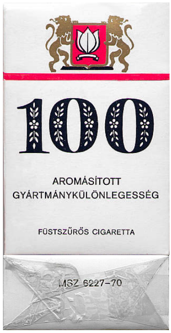 Венгрия, конец 1970х годов. 20 сигарет с фильтром в жестком боксе и в целлофане. Цена была 10.4 венгерских форинта (не путать с голландским). Табачная фабрика: "Egri Dohanygyar". Торговая марка принадлежит "Magyar Dohanyipar"
