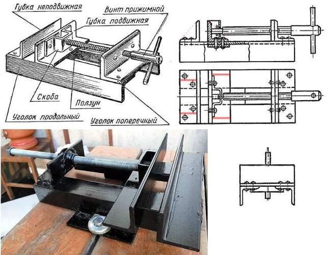Тиски для столярного верстака своими руками: чертеж + фото