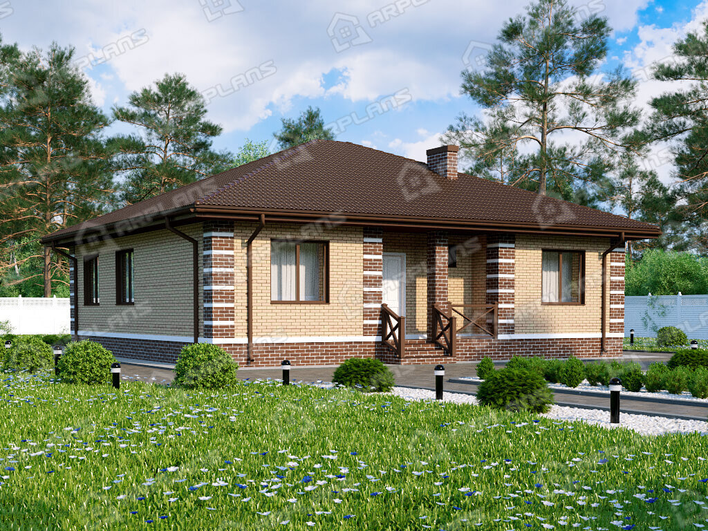 Фото 1 одноэтажного дома из газобетона. Источник arplans.ru Проект К-376