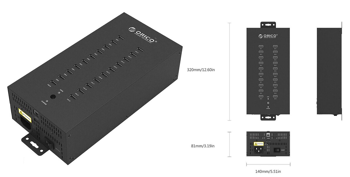 Хаб разветвитель USB-C 3.0 x 4 порта 5Gbps Kiwifotos KHB-01C