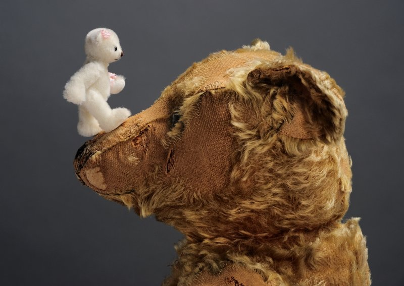 Мишка Тедди (Steiff 1905 г.) с минимишкой Елены Юровой. Фото В. Помогаева