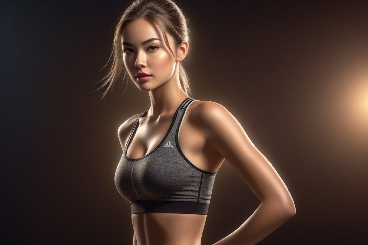 Девушка симпатичная, но грудь сделать больше в спортзале не удалось