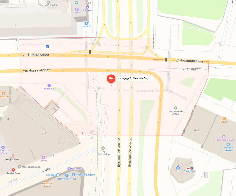 Площадь Арбатских Ворот. Источник Яндекс карты
