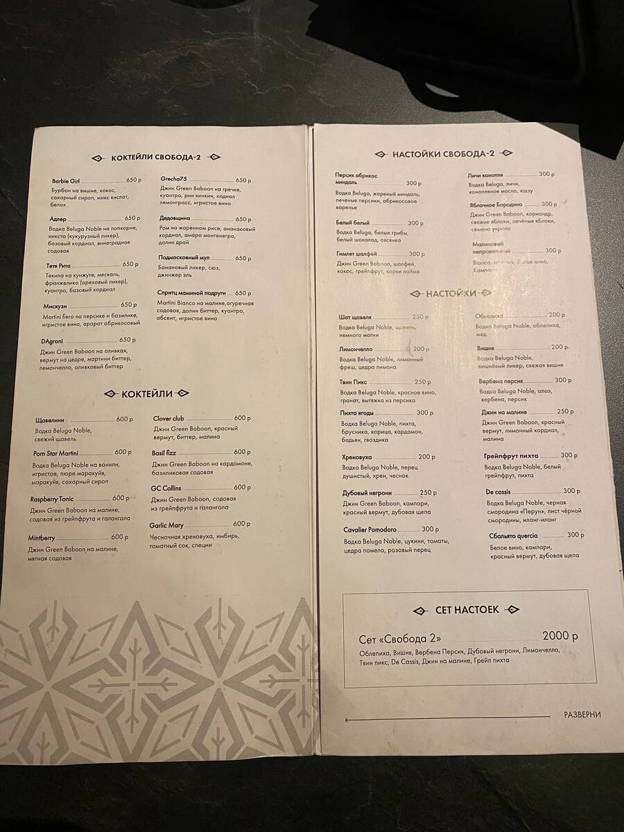 Меню. Фото Феликса