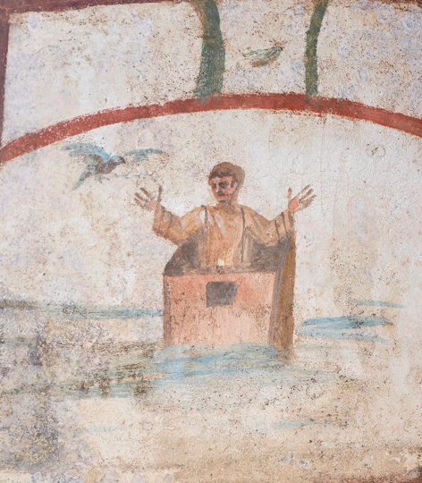 Ной в Ковчеге. Середина IV в. Фреска. Катакомбы Святых Петра и Марцеллина, Рим
