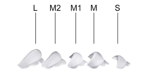 S – для  коротких ресниц. 
М, М1 – для средних.
М2, L  – для длинных