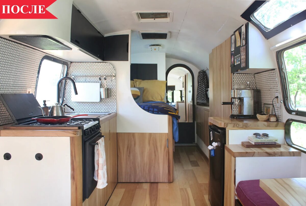 «Нас очень вдохновил сам Airstream — в дизайне мы отдали должное мотивам и формам дома. Наши путешествия также повлияли на процесс проектирования», — объясняет Марк