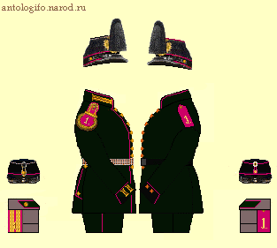 Схема обмундирования 1-го Стрелкового полка на 1875 год