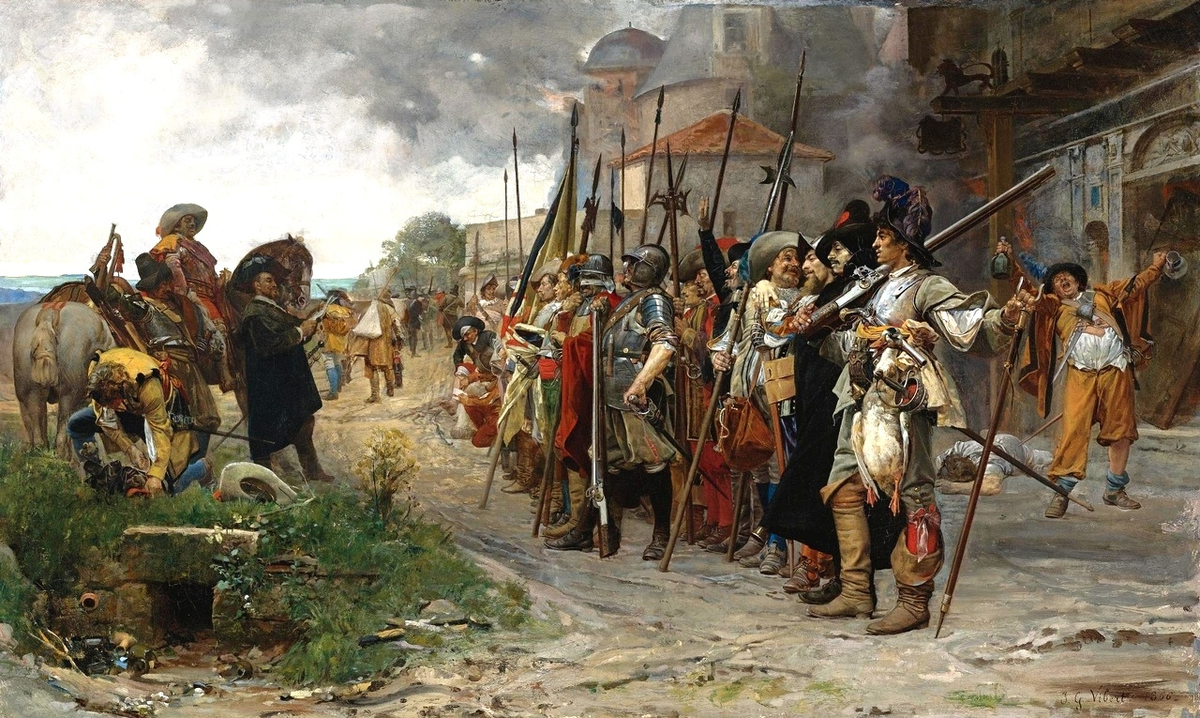 Перекличка после грабежа. Вибер, Жан Жорж. 1866