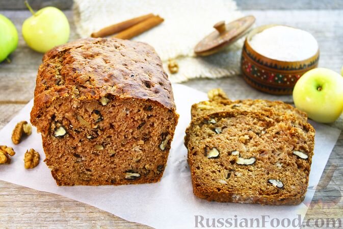 яблоки, йогурт, масло растительное, яйца, сахар, орехи грецкие, мука пшеничная, разрыхлитель, корица, сода