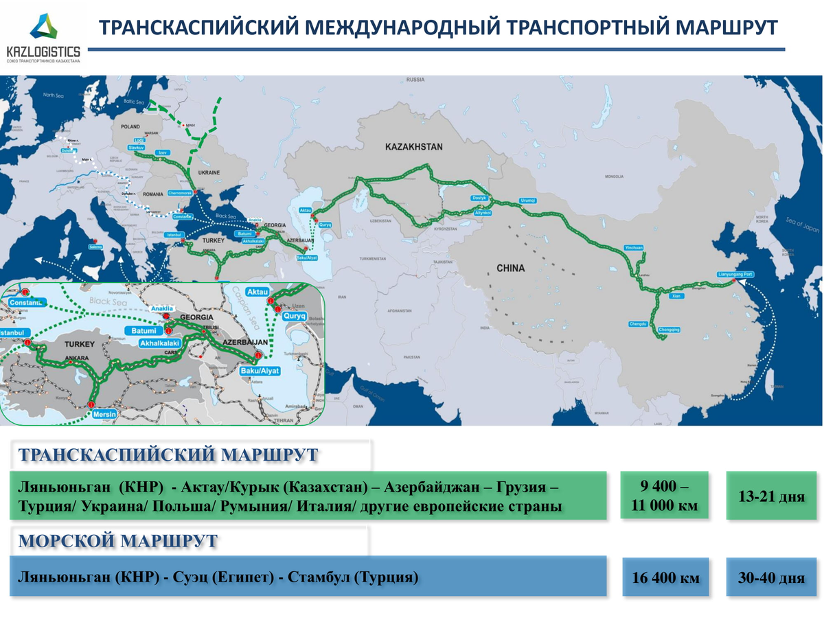 Транскаспийский международный транспортный маршрут карта