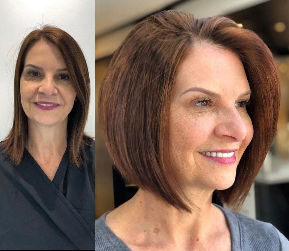 Круглое каре без челки: "До" и "После". Фото: https://mixnews.lv